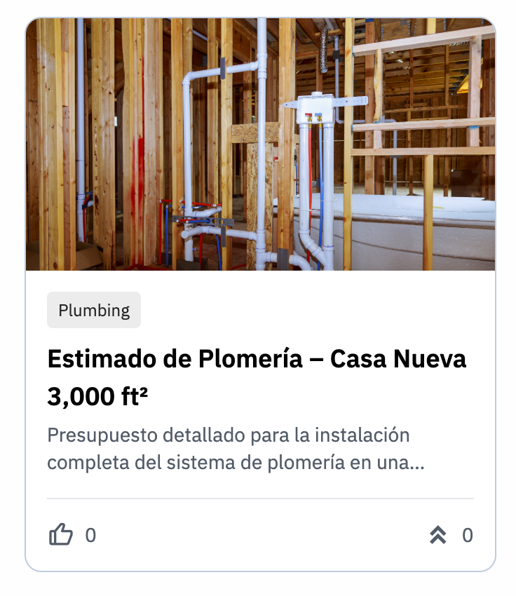 estimate template for new plumbing installation
